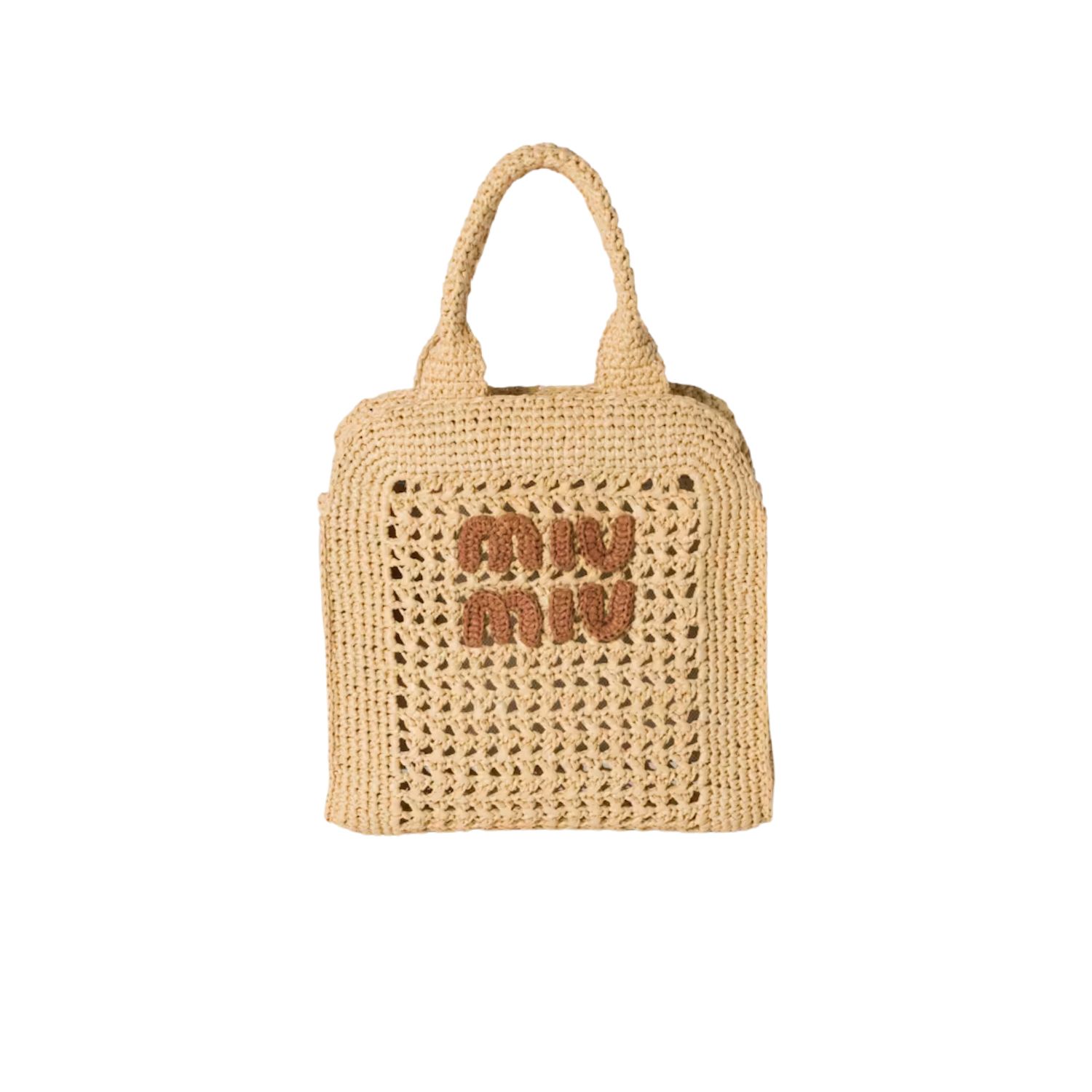Miu Miu Raffia-Effect Woven Tote Bag Beige For Women 22.5cm/8.9in – 5BA283_ADO1_F0A5T_V_OOO