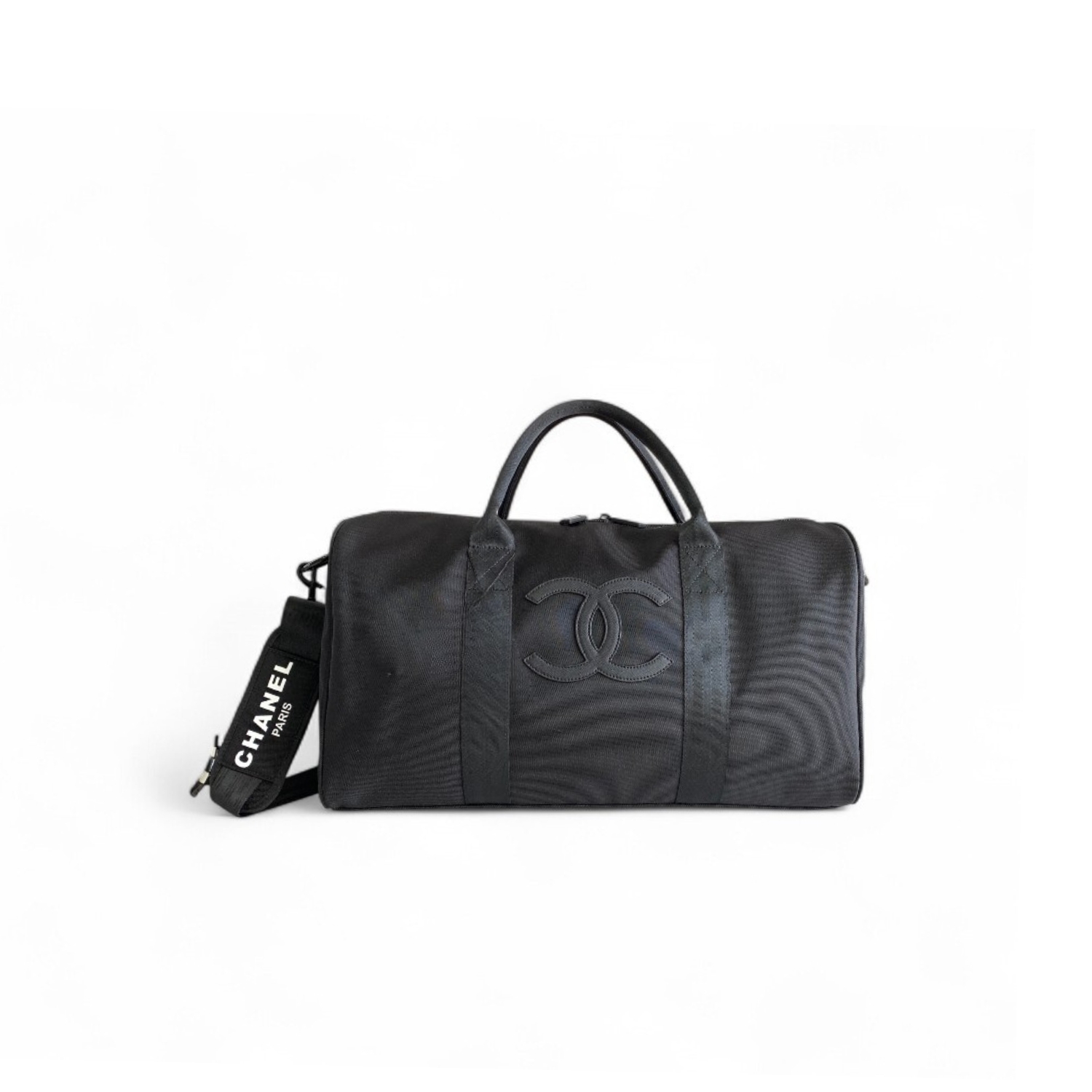 Ch**el CC Logo Novelty Boston Travel Bag Black For Women 17.7in/45cm