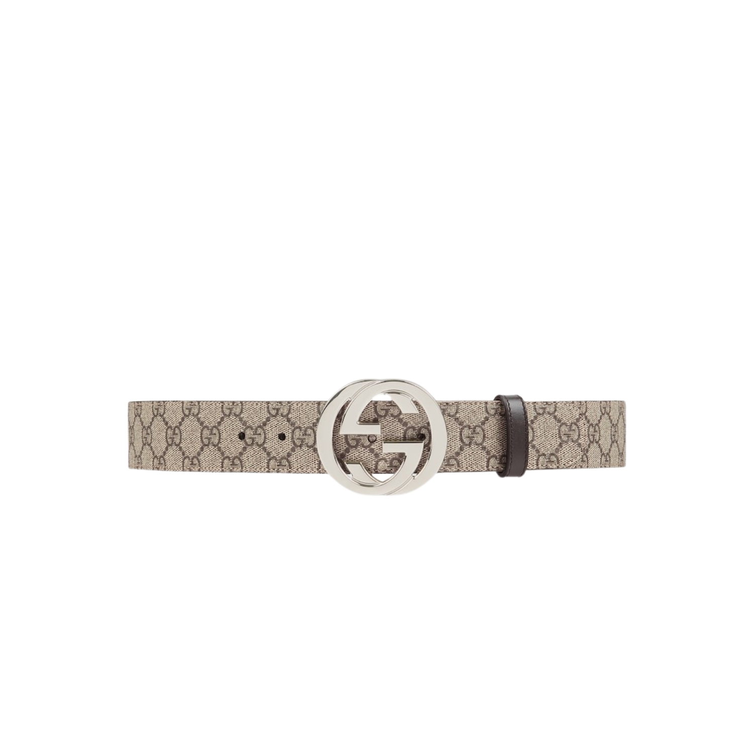 Gvc*1 GG Belt 38mm With Interlocking G Buckle Beige/Ebony For Men 411924 KGDHN 9643