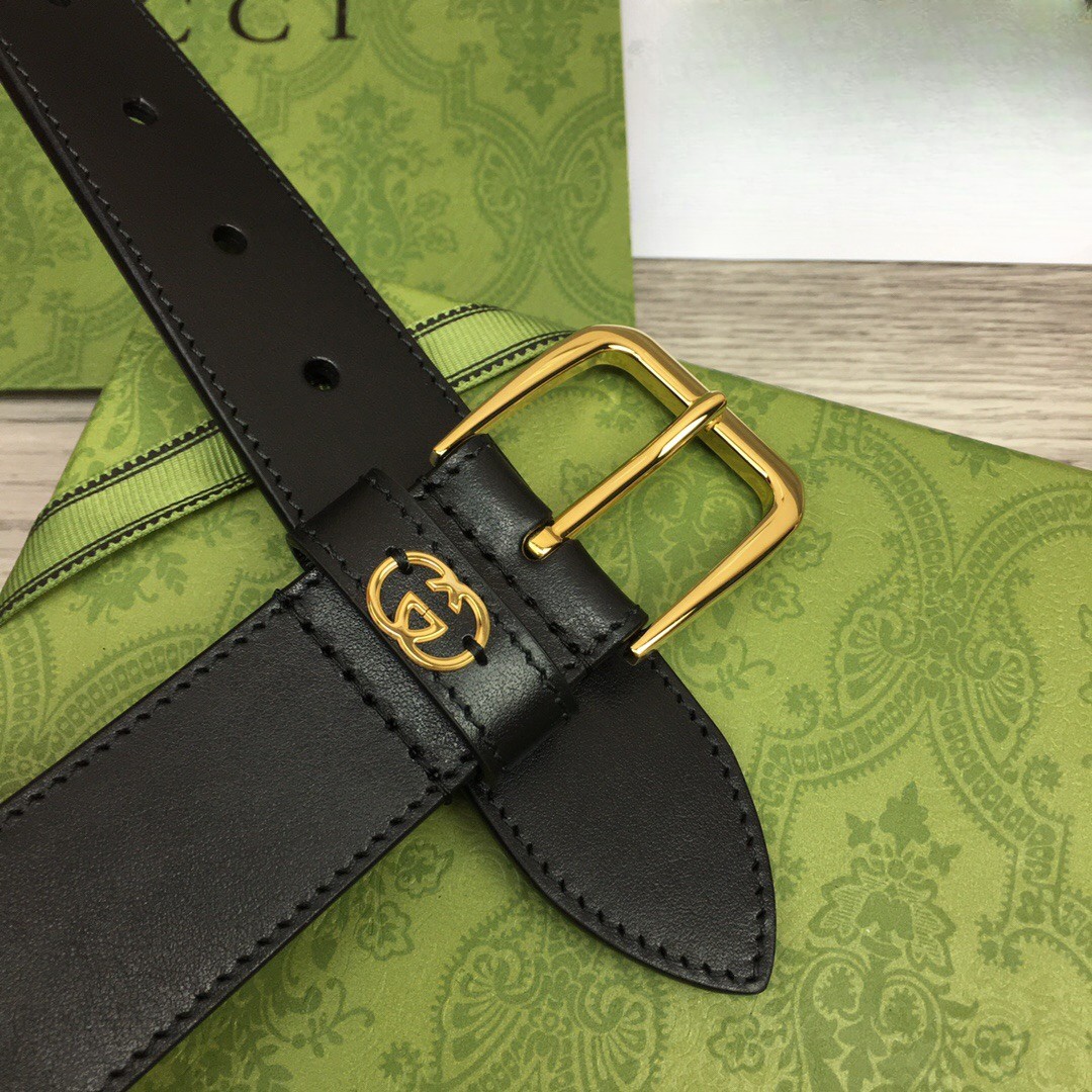 Gvc*1 Belt With Interlocking G Detail 35mm Black For Men ‎673921 AP00G 1000