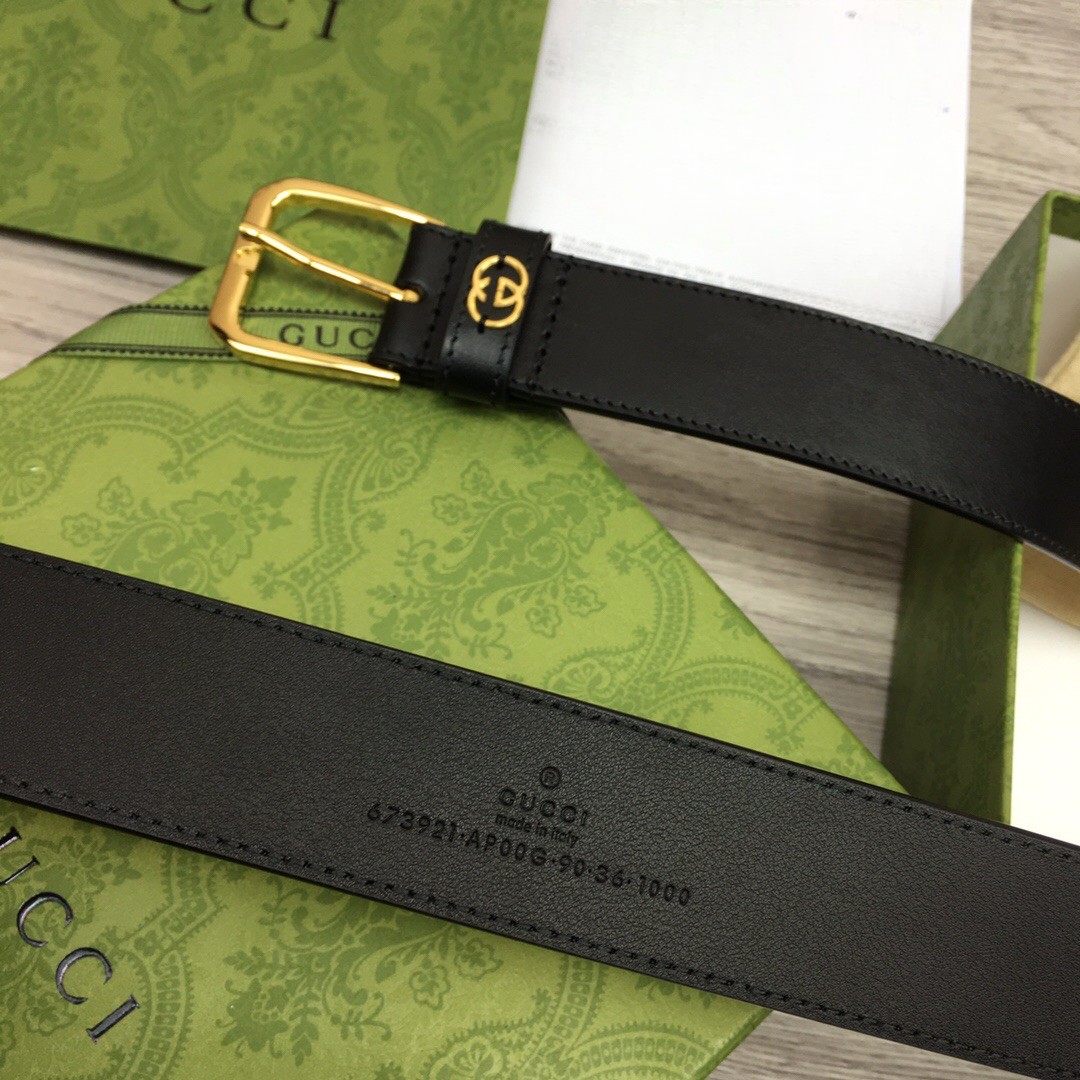 Gvc*1 Belt With Interlocking G Detail 35mm Black For Men ‎673921 AP00G 1000
