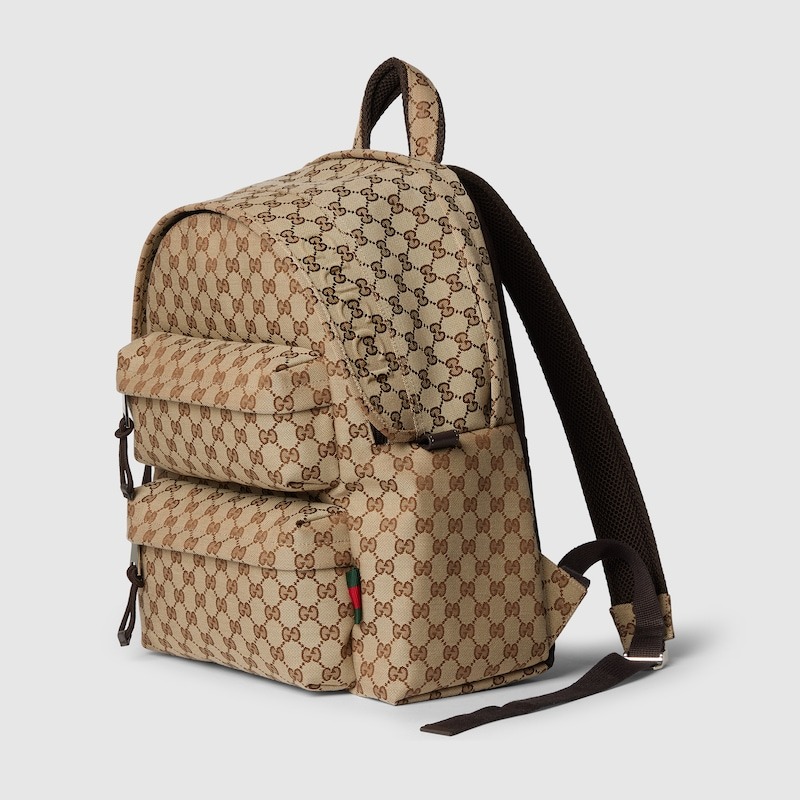 Gvc*1 GG Canvas Medium Backpack Beige And Dark Brown For Men 14.4in/37cm 800265 FADSC 9852