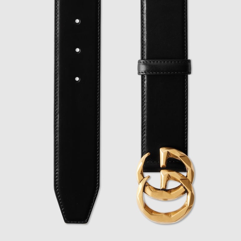 Gvc*1 GG Marmont Wide Belt 40mm Black For Men 795526 0AAAR 1000