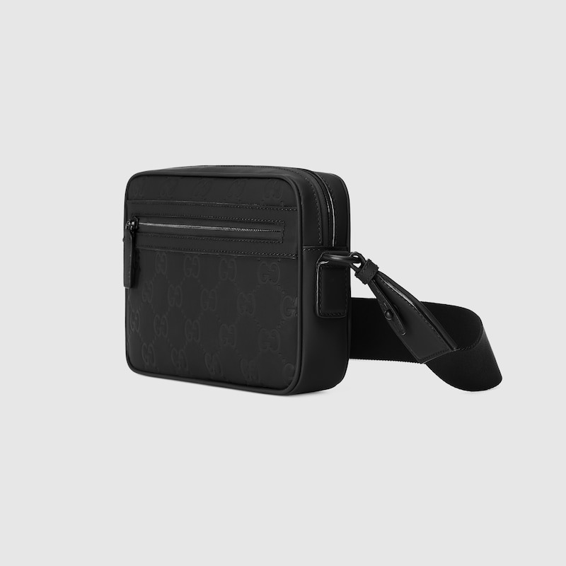 Gvc*1 Rubber-Effect Small Crossbody Bag Black For Men 9.4in/24cm 771293 AAC4D 1000