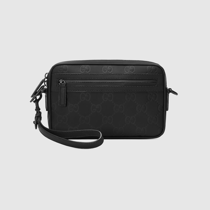 Gvc*1 Rubber-Effect Small Crossbody Bag Black For Men 9.4in/24cm 771293 AAC4D 1000