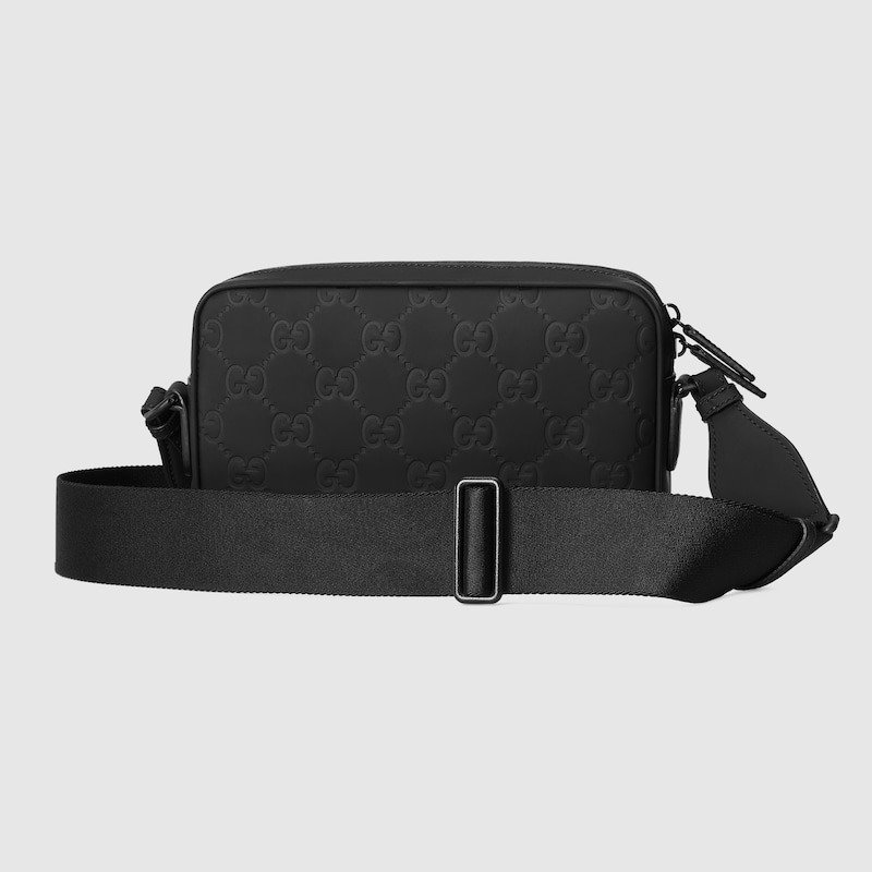 Gvc*1 Rubber-Effect Small Crossbody Bag Black For Men 9.4in/24cm 771293 AAC4D 1000