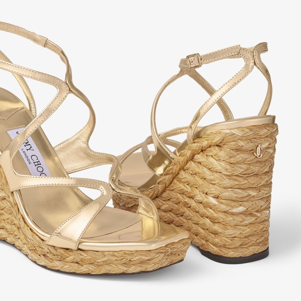 J1m*y Ch00 Ayla 110 Gold Metallic Wedge Gold For Women AYLA110CUH