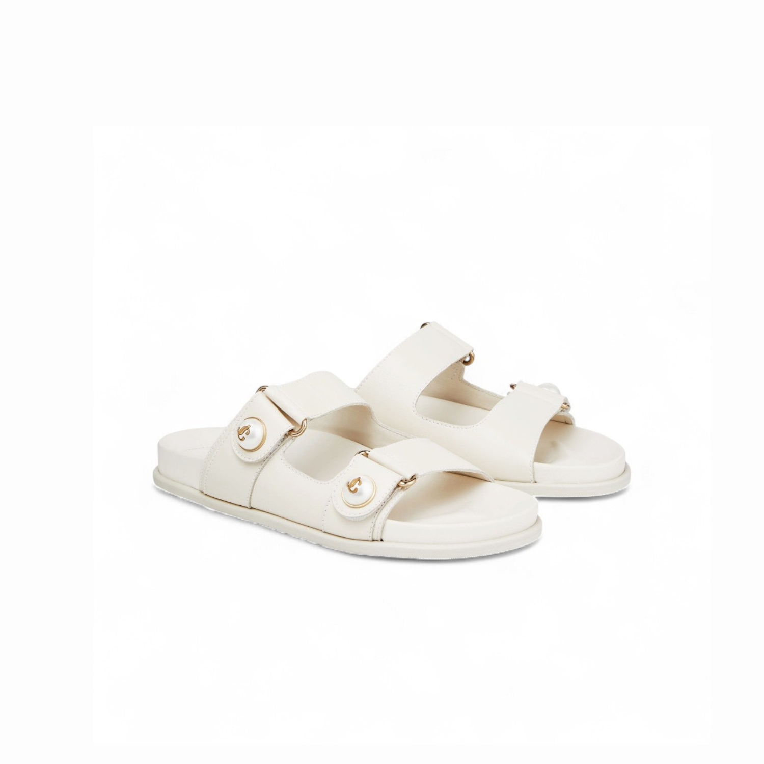 J1m*y Ch00 Fayence Sandal Latte For Women FAYENCESANDALSQM