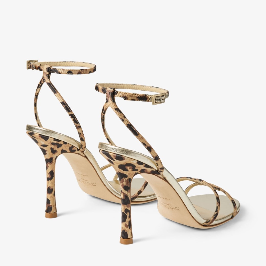 J1m*y Ch00 Leo Leopard-Print Sandal Natural For Women 1998LEOQKB