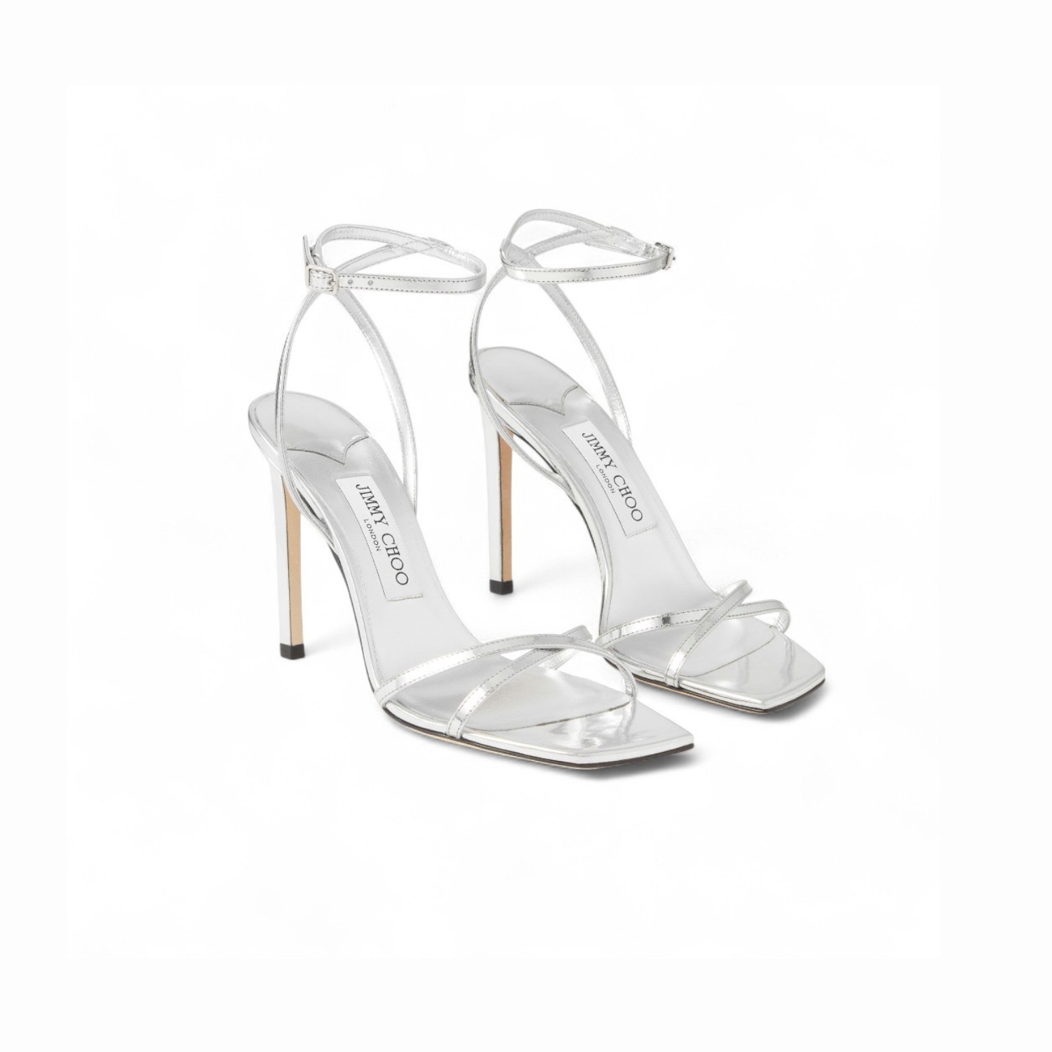 J1m*y Ch00 Metz 100 Metal Leather Sandal Silver For Women METZ100QUI