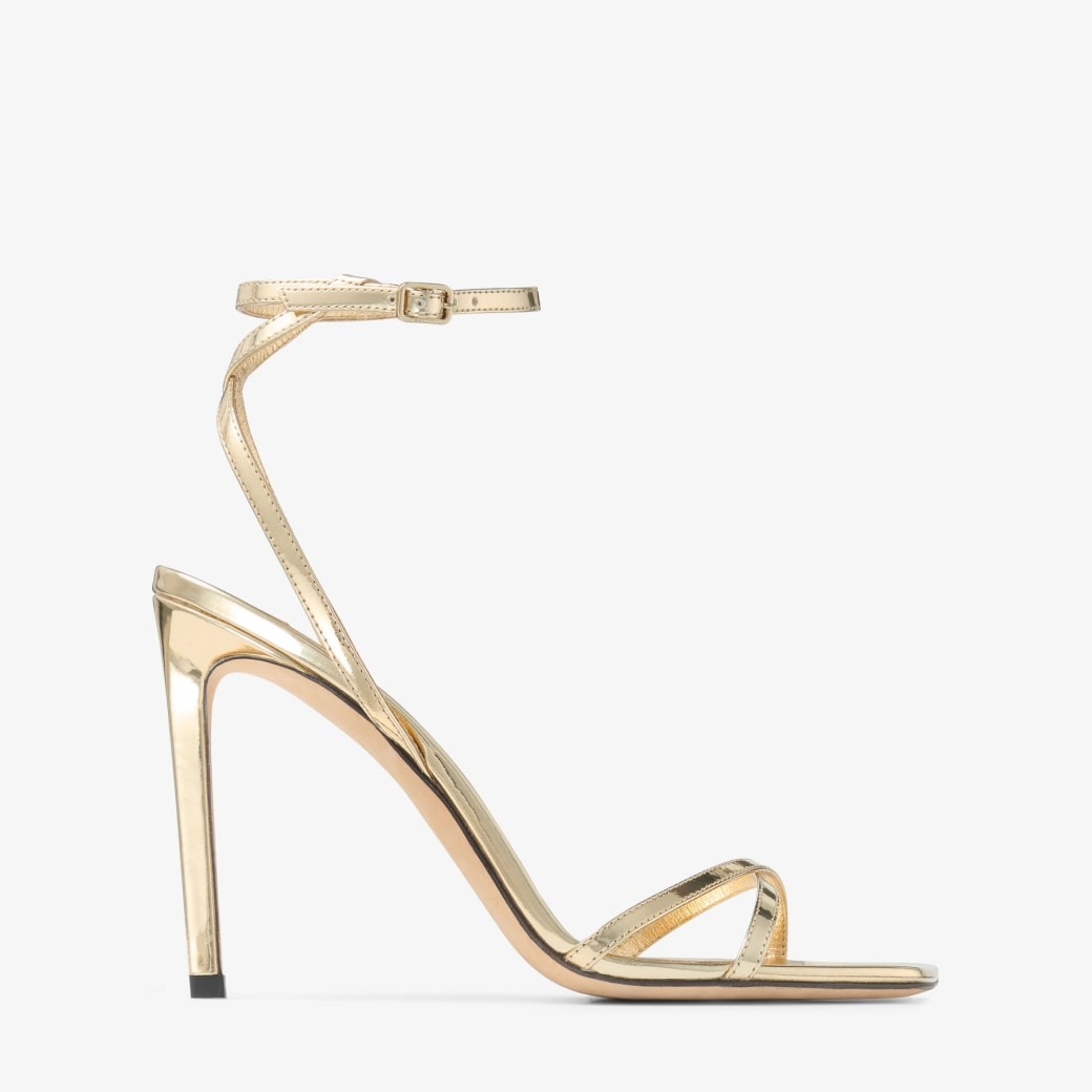 J1m*y Ch00 Metz 100 Metal Leather Sandal Gold For Women METZ100QUI