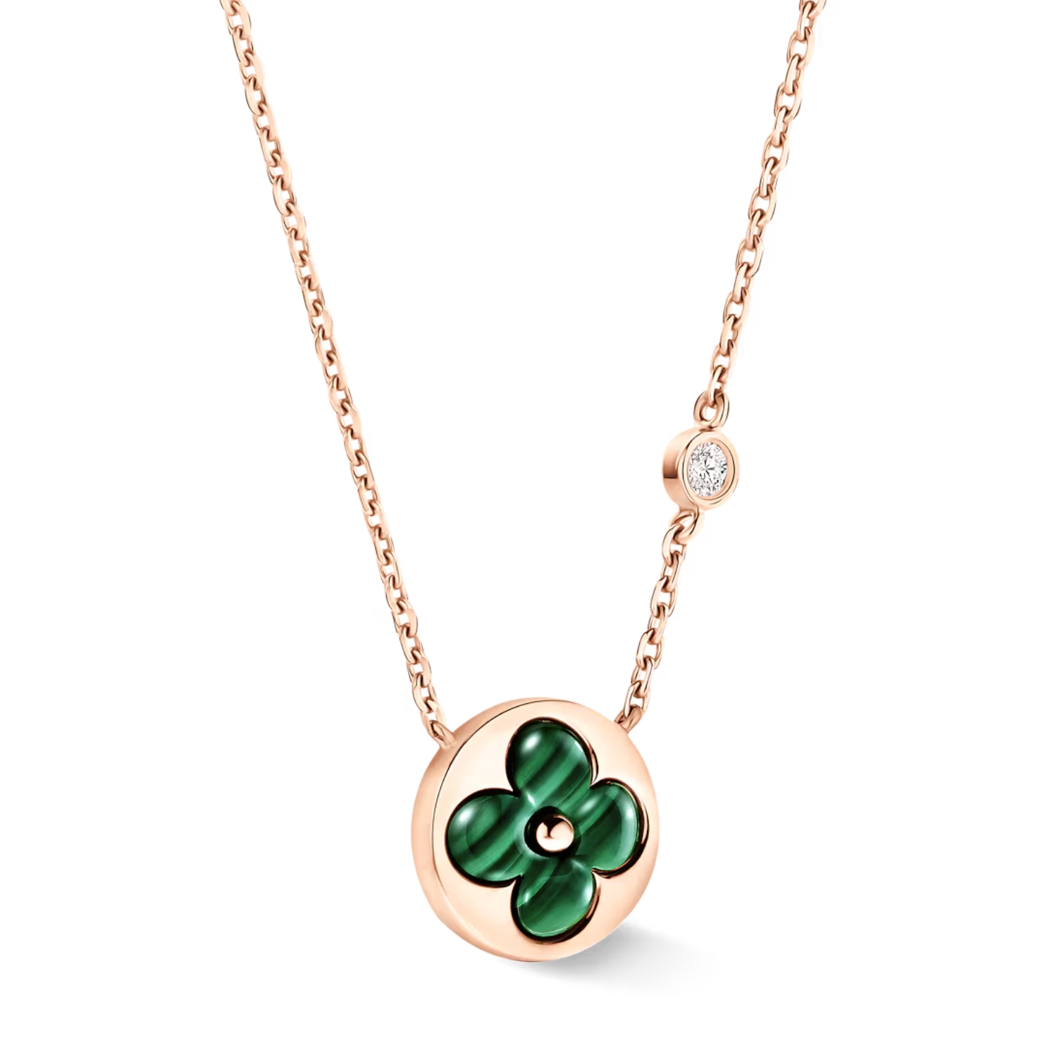 L0vis Vvtt0n Color Blossom BB Sun Pendant Necklace Pink-Toned For Women Q93619