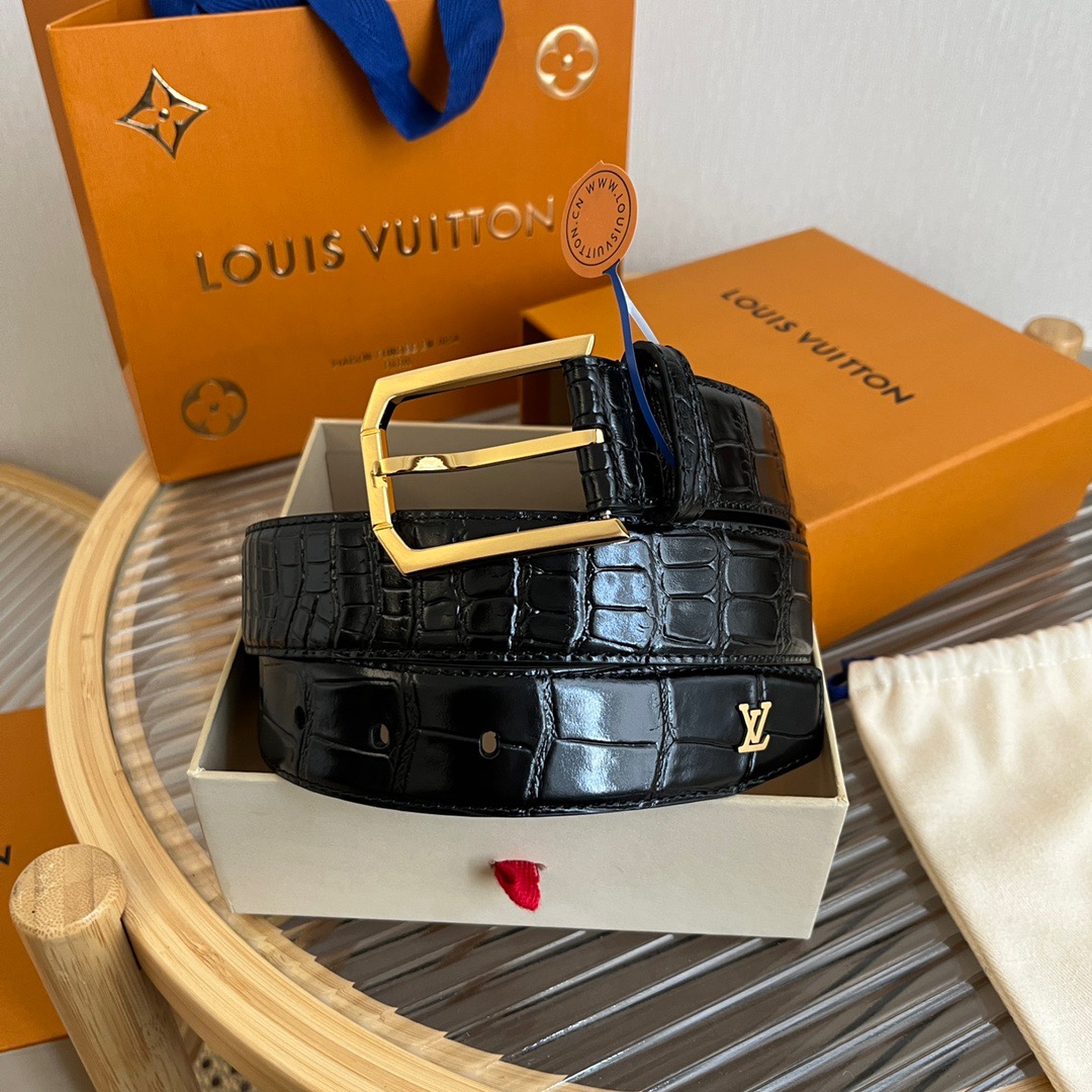 L0vis Vvtt0n Heritage 35mm Belt Black For Men M8709U