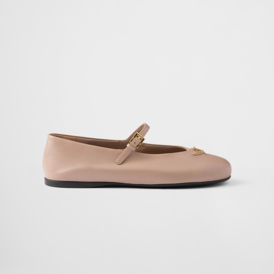 Pra*a Leather Ballerinas Powder Pink For Women 1F793N_038_F0236_F_005
