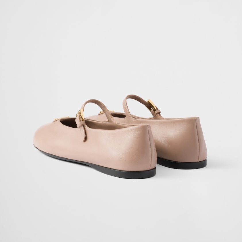Pra*a Leather Ballerinas Powder Pink For Women 1F793N_038_F0236_F_005