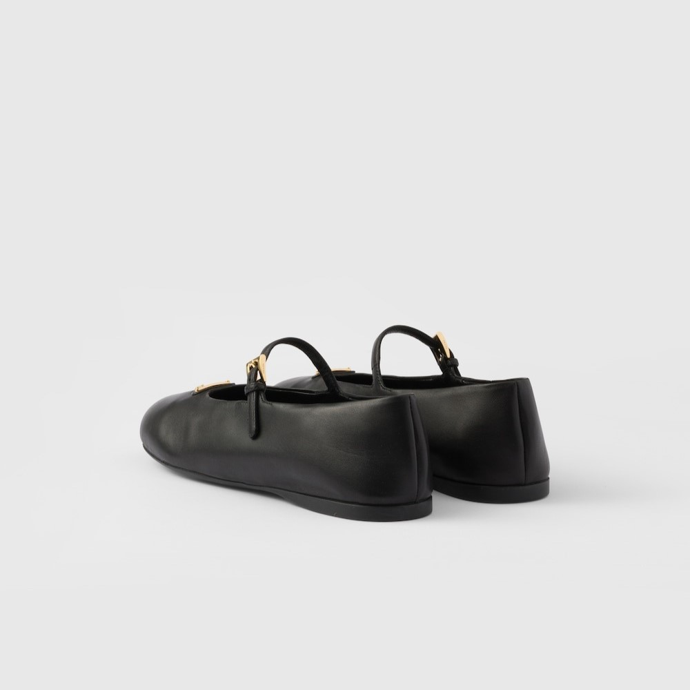 Pra*a Leather Ballerinas Black For Women 1F793N_038_F0002_F_005