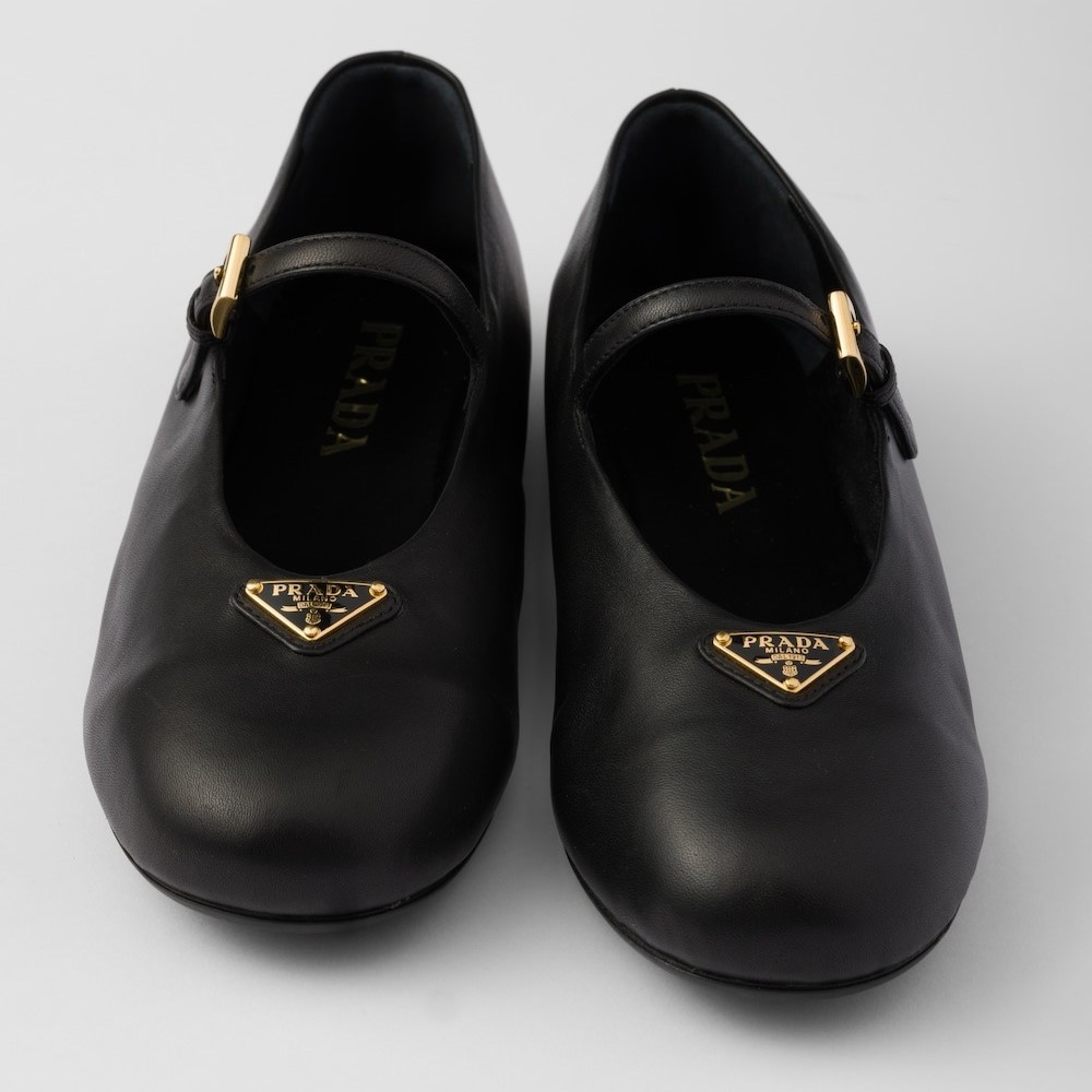 Pra*a Leather Ballerinas Black For Women 1F793N_038_F0002_F_005
