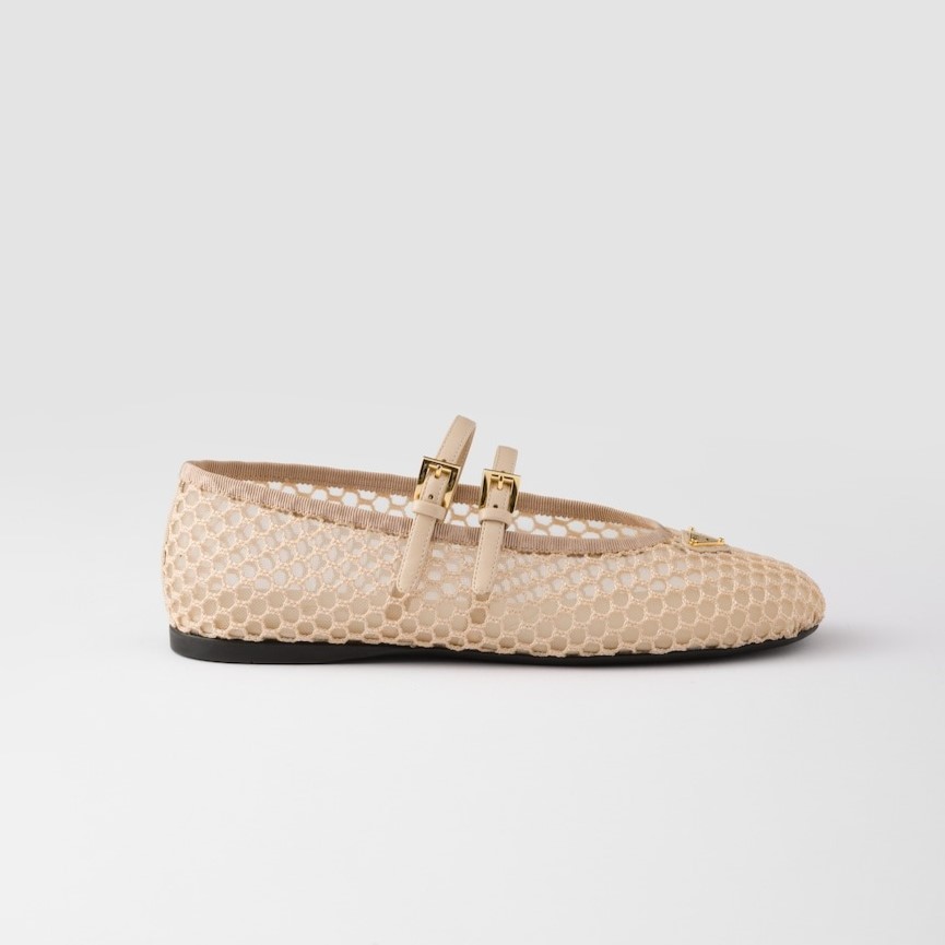 Pra*a Mesh Fabric Ballerinas Travertine Stone For Women 1F915N_099_F0485_F_005