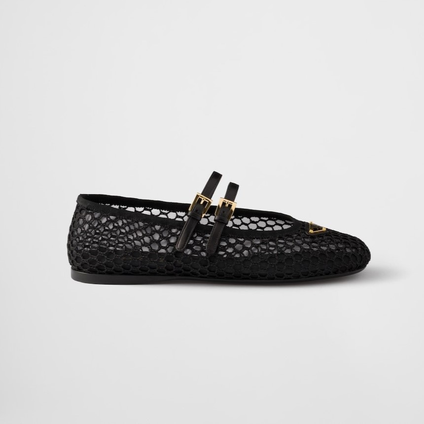 Pra*a Mesh Fabric Ballerinas Black For Women 1F915N_099_F0002_F_005