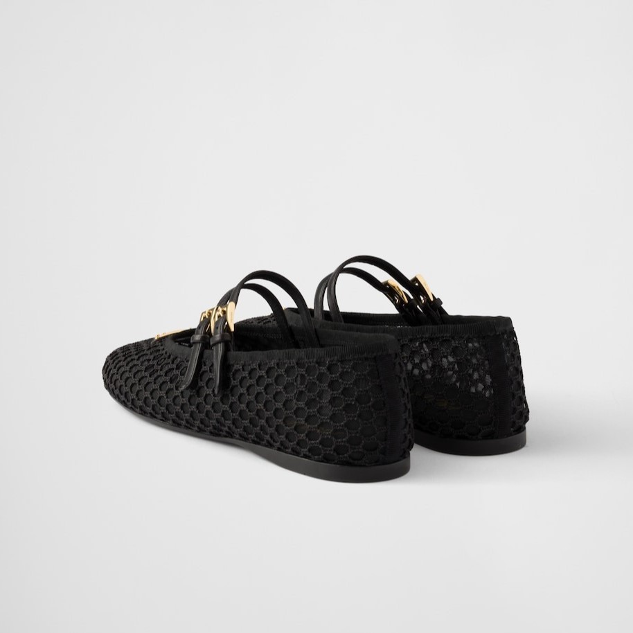 Pra*a Mesh Fabric Ballerinas Black For Women 1F915N_099_F0002_F_005