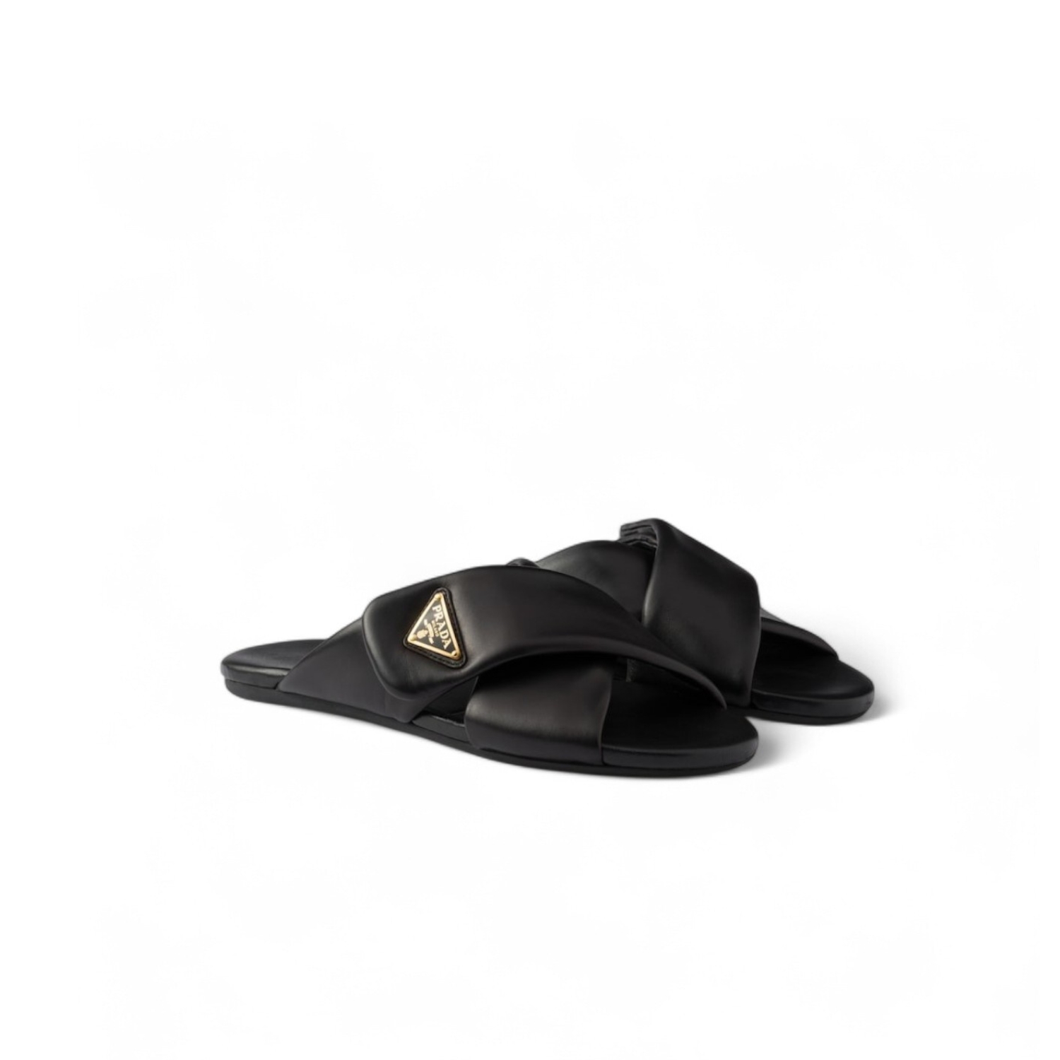 Pra*a Padded Leather Slides Black For Women 1XX713_ZHP_F0002_F_005