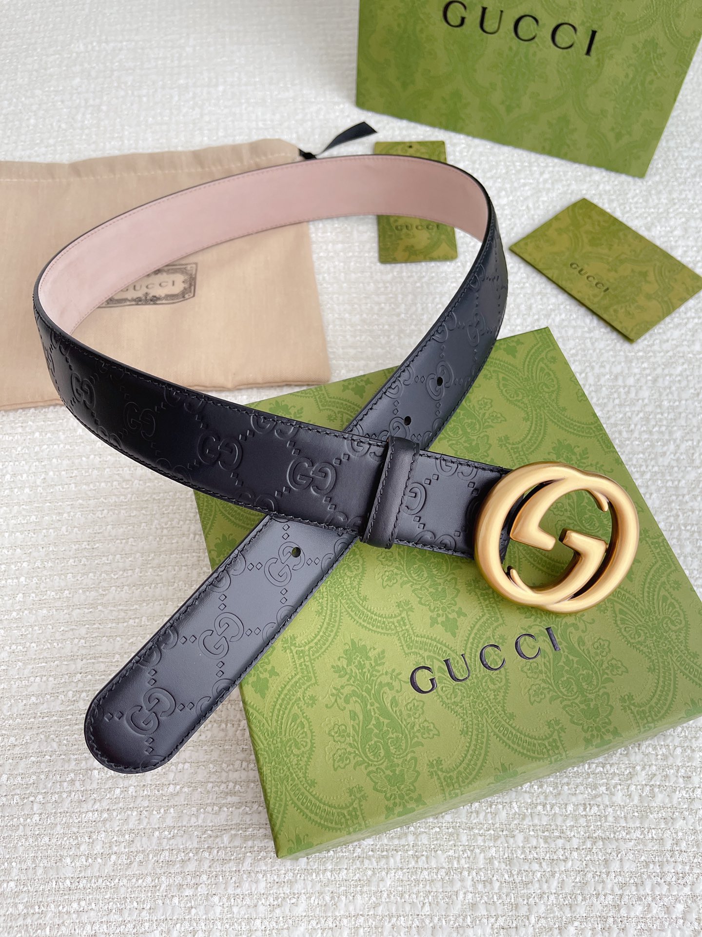 Gvc*1 GG Marmont Embossed Monogram Belt Black 40mm