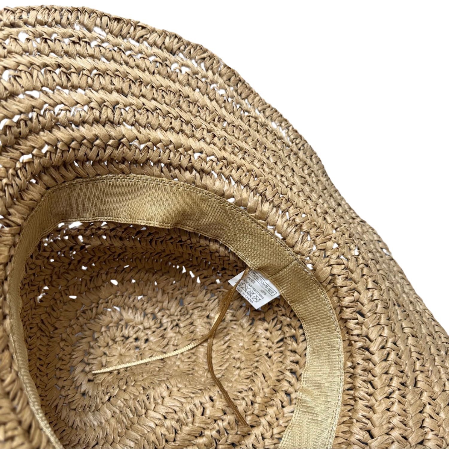 Ce1i*e Wide Brim Straw Hat Raffia Brown For Women 57cm/22.4in