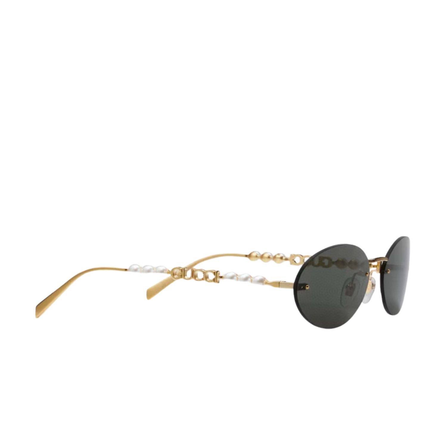 Gvc*1 Oval Frame Sunglasses Black With Gold Toned Metal Frame