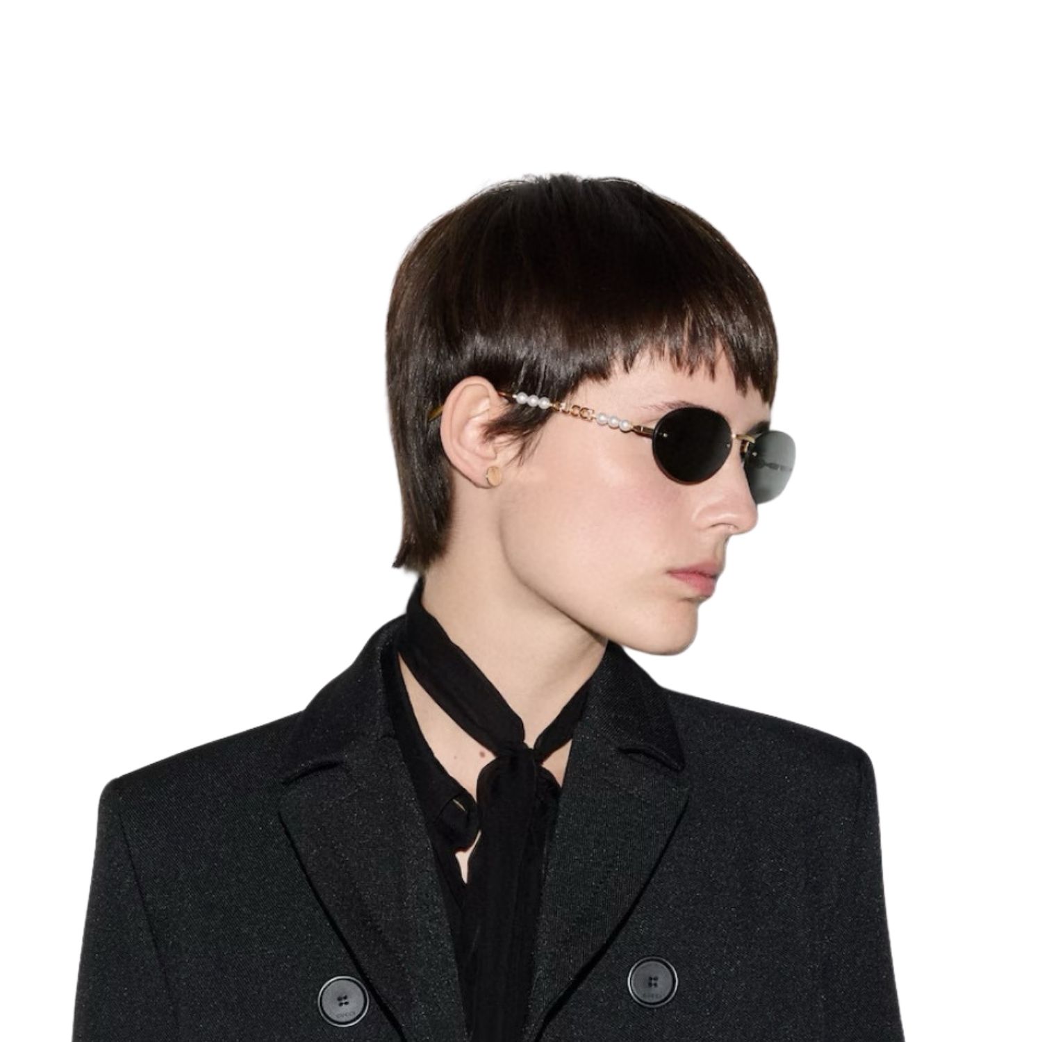 Gvc*1 Oval Frame Sunglasses Black With Gold Toned Metal Frame