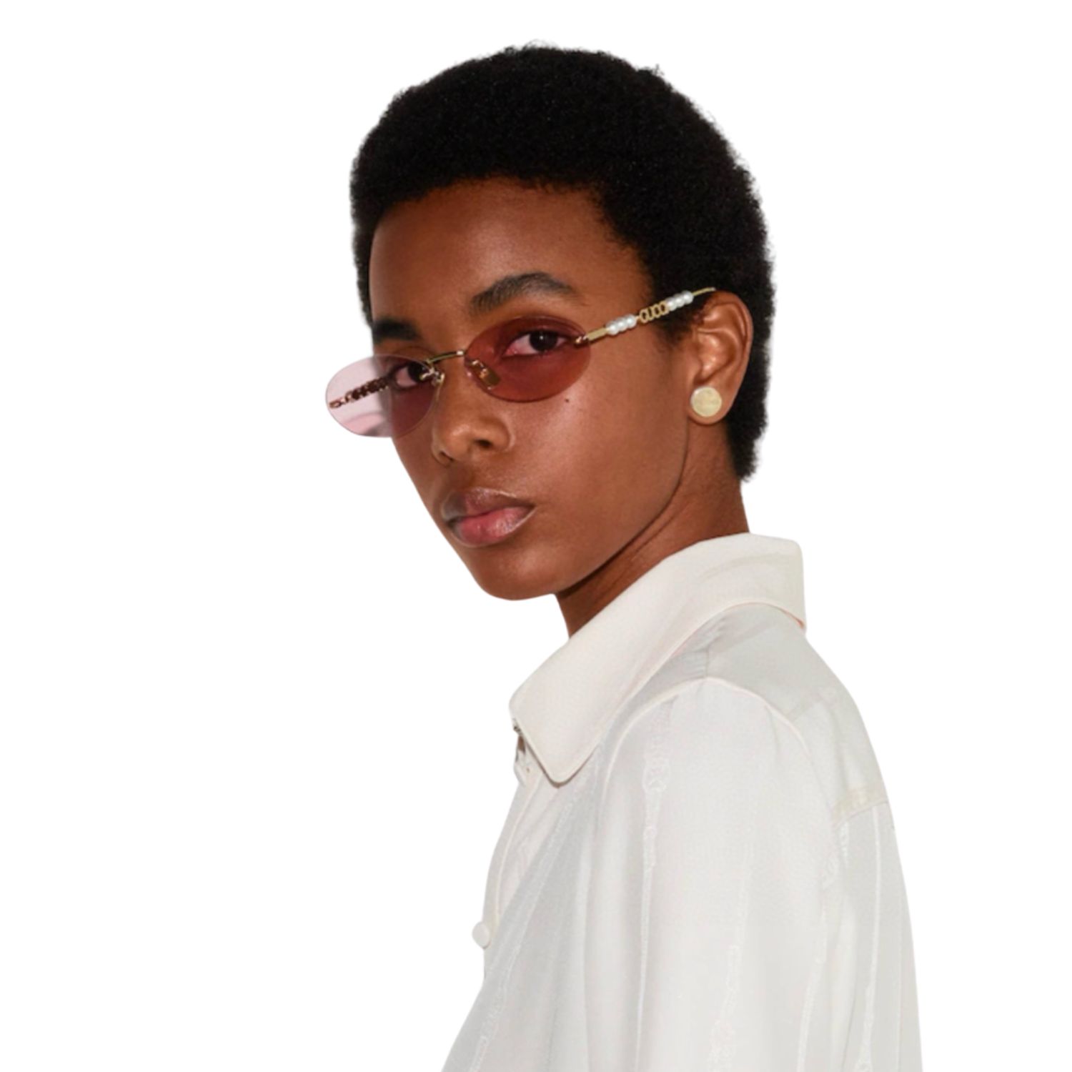 Gvc*1 Oval Frame Sunglasses Solid Light Pink With Gold Toned Metal Frame – 820505 I3330 8059