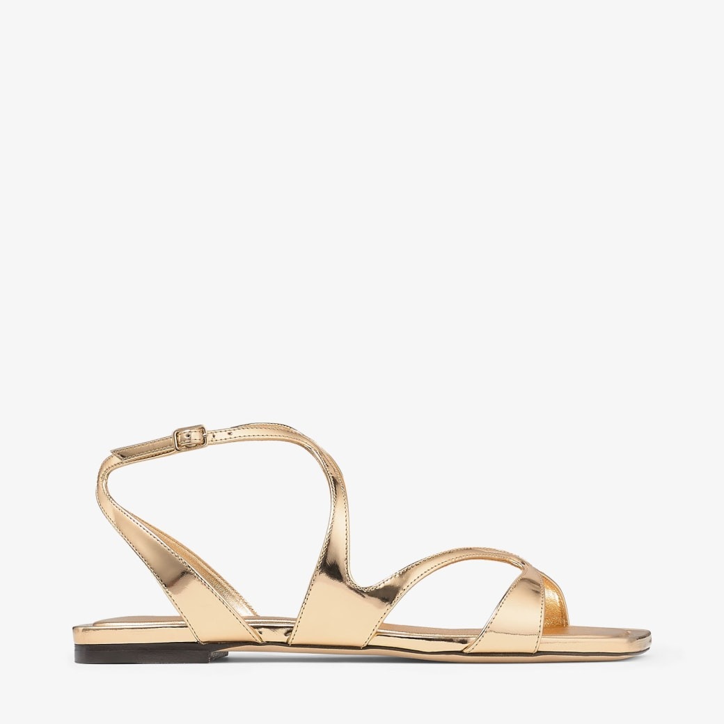J1m*y Ch00 Ayla Flats Gold For Women AYLAFLATQUI