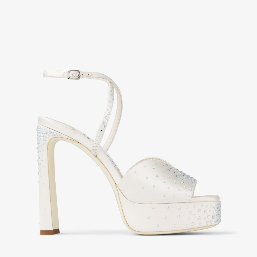 J1m*y Ch00 Karli Platform 125 Ivory/Crystal For Women KARLIPF125BRZ