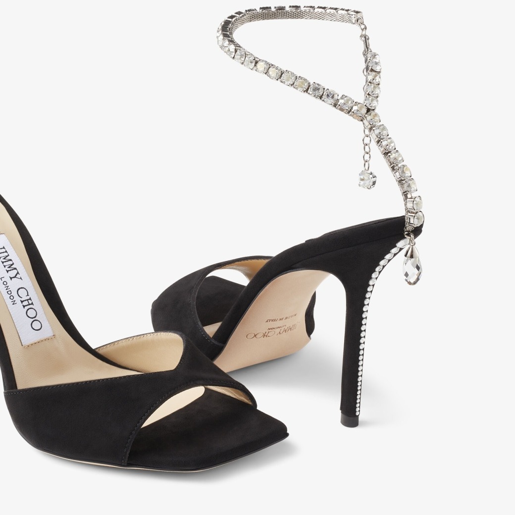 J1m*y Ch00 Saeda Sandal 100 Black/Crystal For Women SAEDASANDAL100EWA