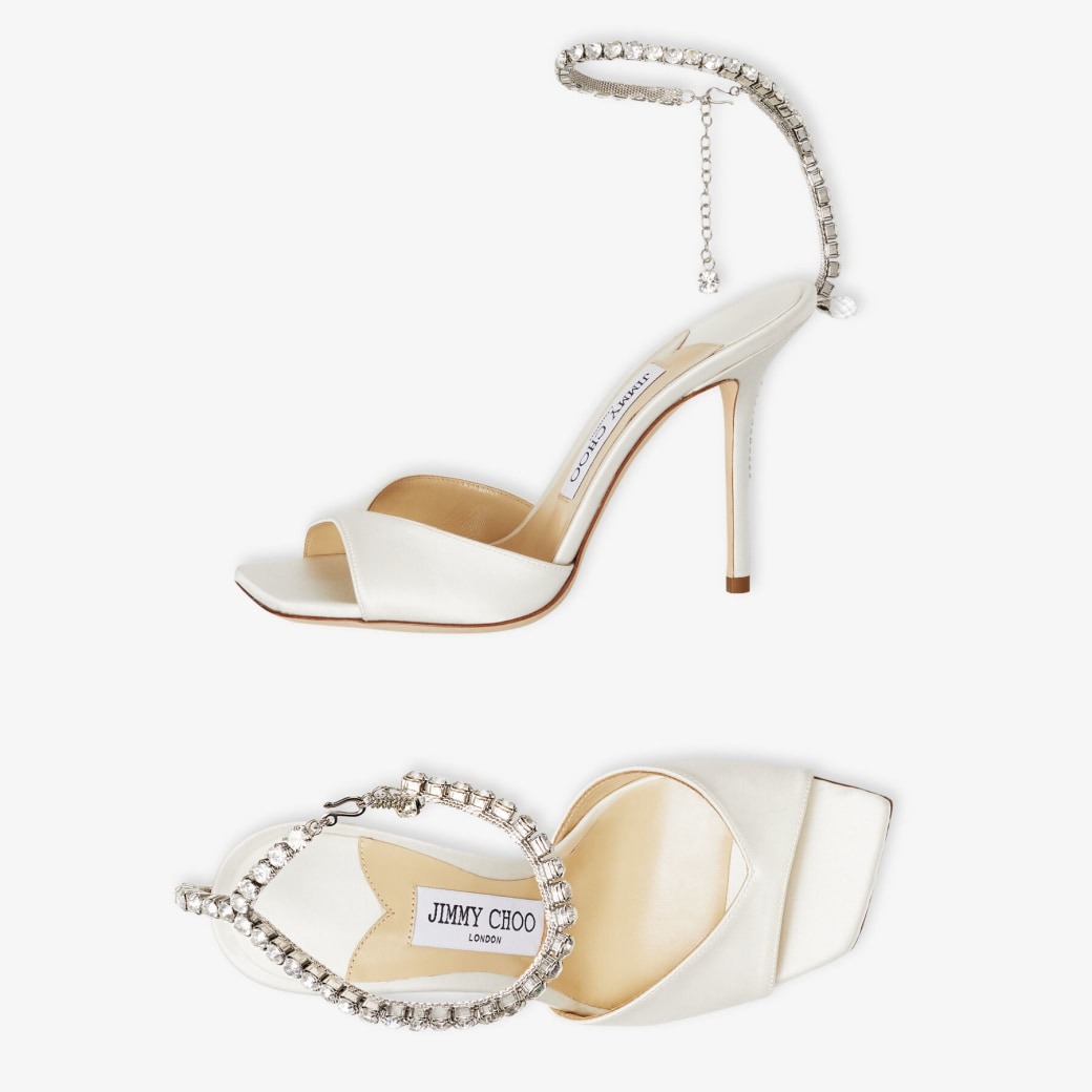 J1m*y Ch00 Saeda Sandal 100 Ivory For Women SAEDASANDAL100BBD