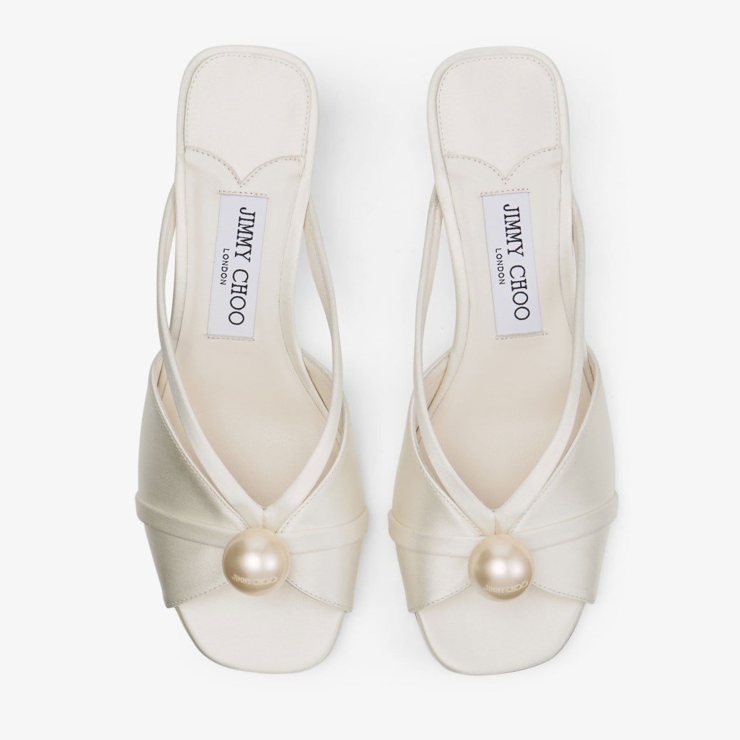 J1m*y Ch00 Siva Mule 50 Ivory/White For Women SIVAMULE50AOD