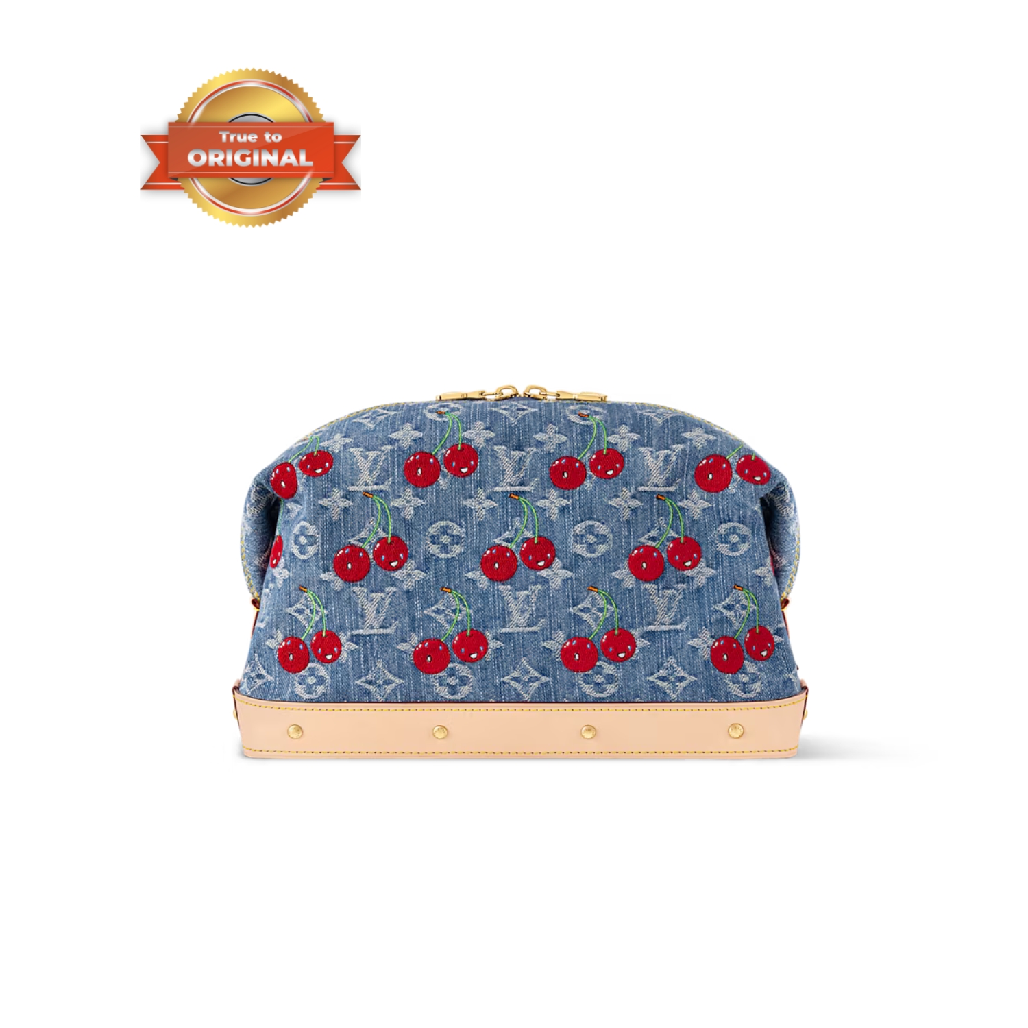 [True-to-ORIGINAL] L0vis Vvtt0n LV x TM Cosmetic Pouch GM Cherry Denim For Women 10.6in/27cm M13893