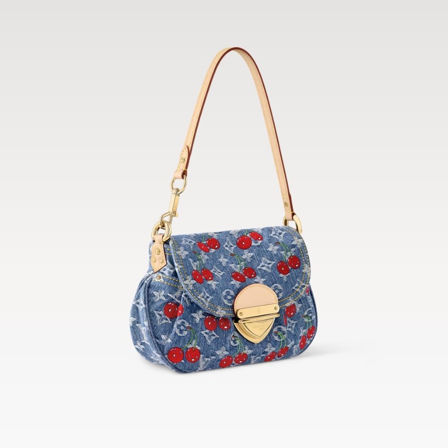 [True-to-ORIGINAL] L0vis Vvtt0n LV x TM Sunset Monogram Cherry Denim For Women 10.6in/27cm M13680