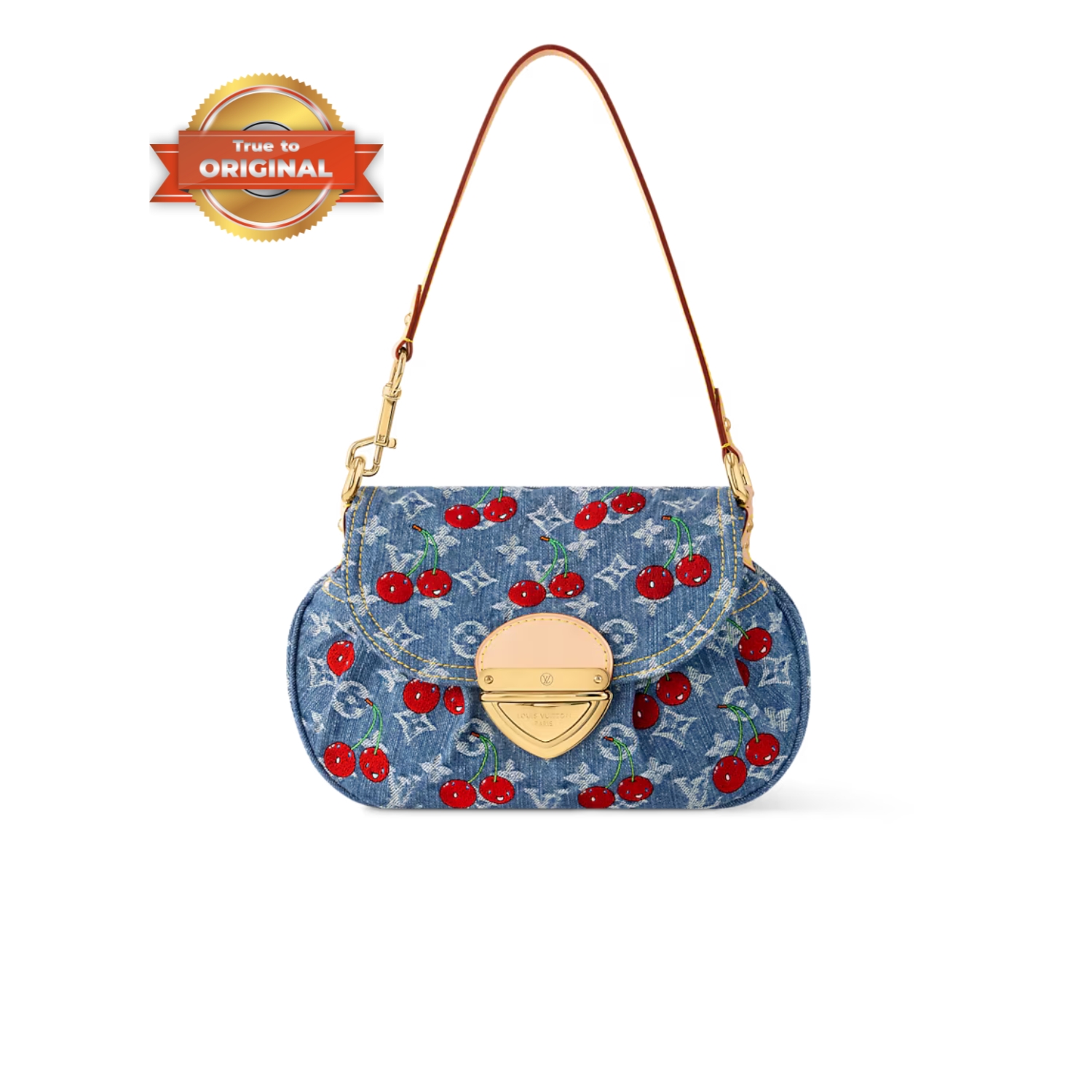 [True-to-ORIGINAL] L0vis Vvtt0n LV x TM Sunset Monogram Cherry Denim For Women 10.6in/27cm M13680