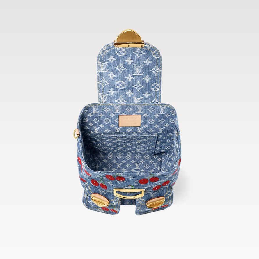 [True-to-ORIGINAL] L0vis Vvtt0n LV x TM Venice NM Monogram Cherry Denim For Women 9.4in/24cm M13679