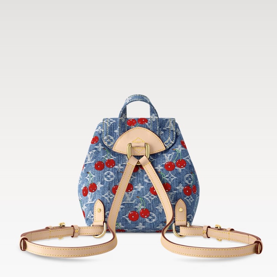 [True-to-ORIGINAL] L0vis Vvtt0n LV x TM Venice NM Monogram Cherry Denim For Women 9.4in/24cm M13679