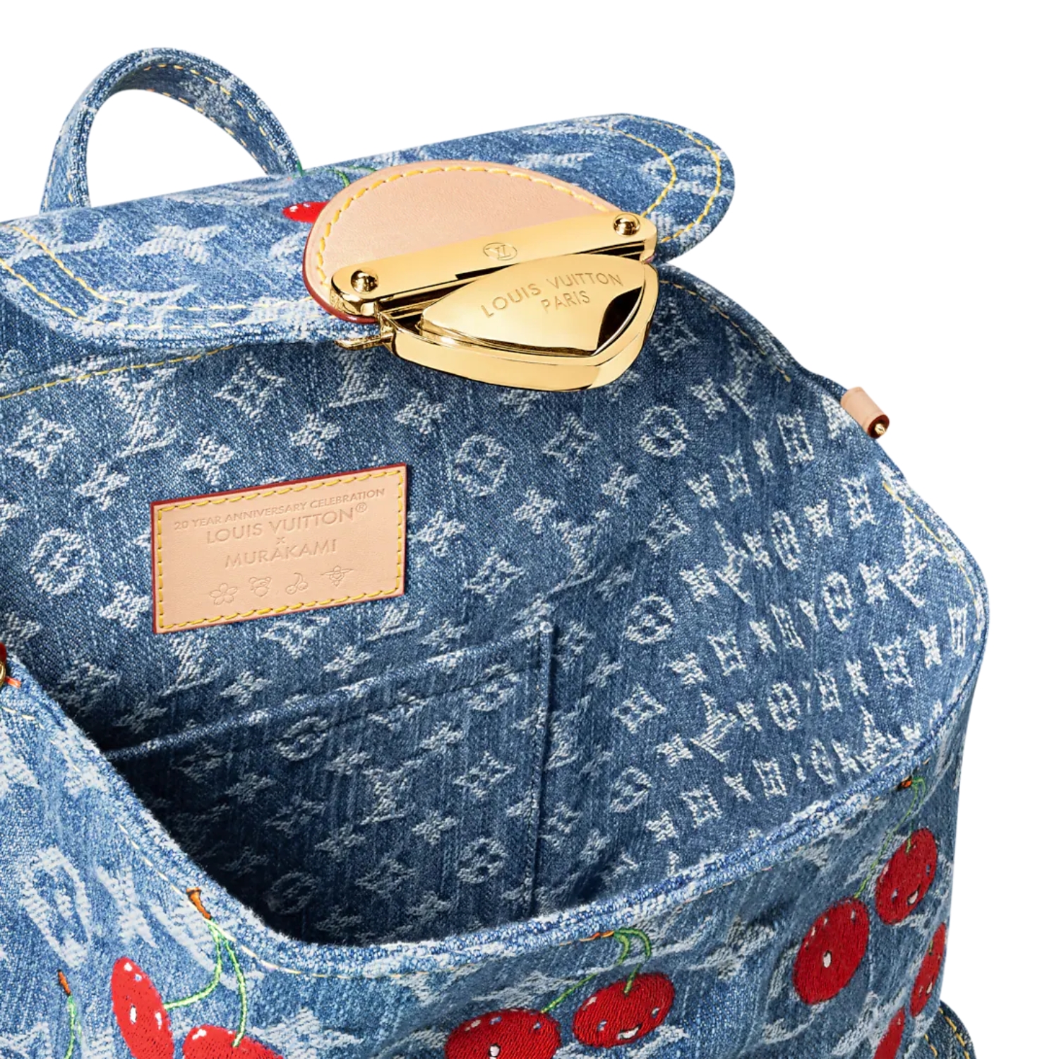 [True-to-ORIGINAL] L0vis Vvtt0n LV x TM Venice NM Monogram Cherry Denim For Women 9.4in/24cm M13679