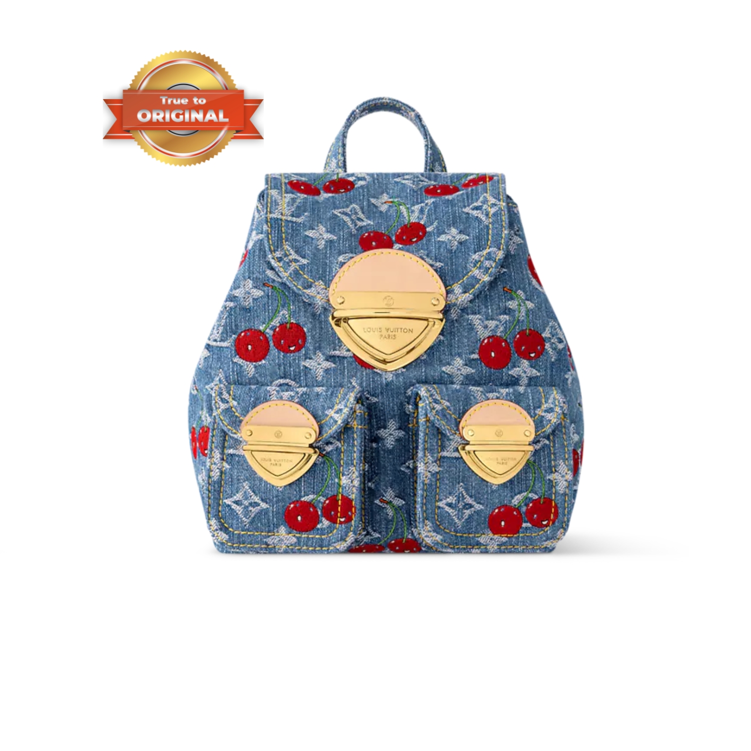 [True-to-ORIGINAL] L0vis Vvtt0n LV x TM Venice NM Monogram Cherry Denim For Women 9.4in/24cm M13679
