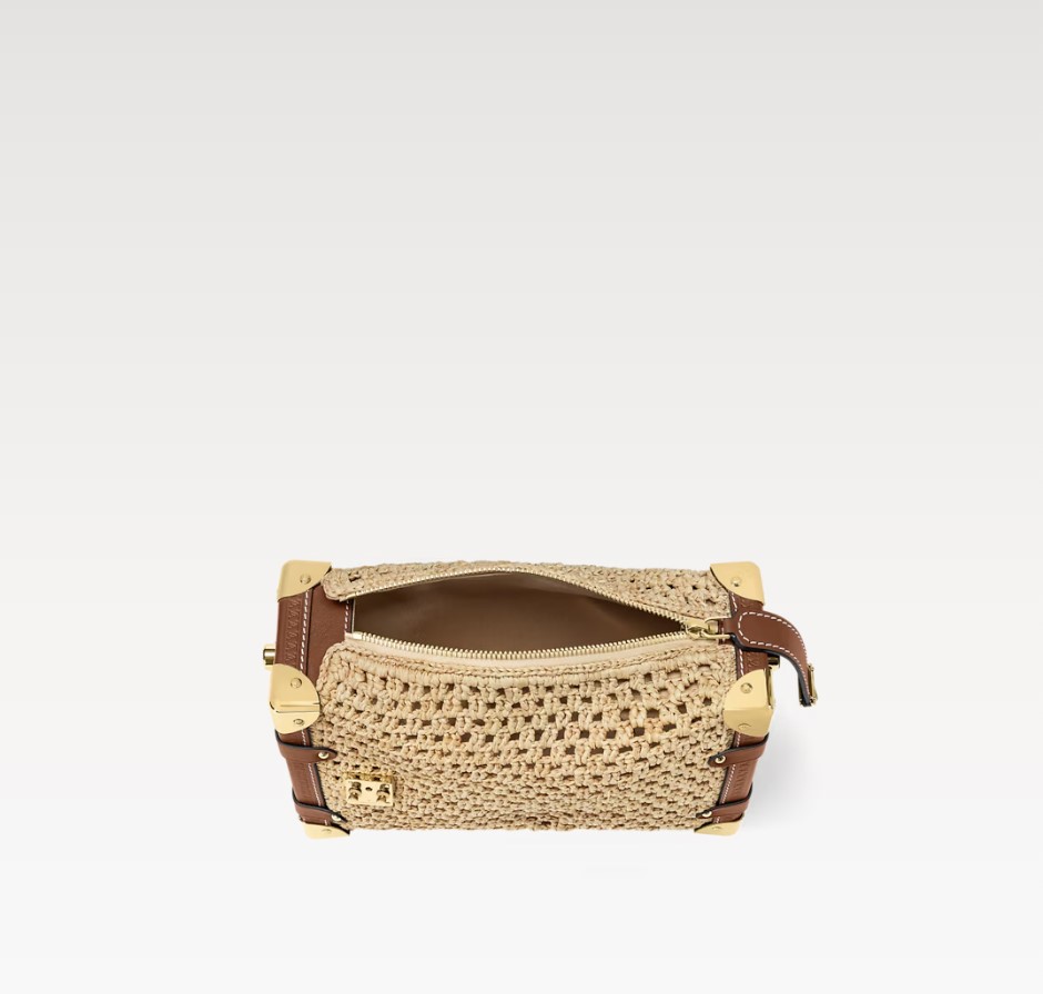 L0vis Vvtt0n Side Trunk MM Raffia Natural/Brown For Women 9.3in/23.5cm M14405