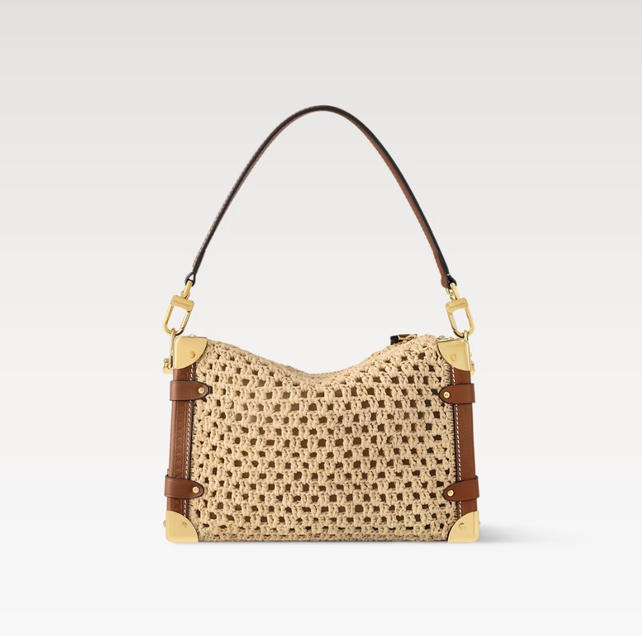 L0vis Vvtt0n Side Trunk MM Raffia Natural/Brown For Women 9.3in/23.5cm M14405