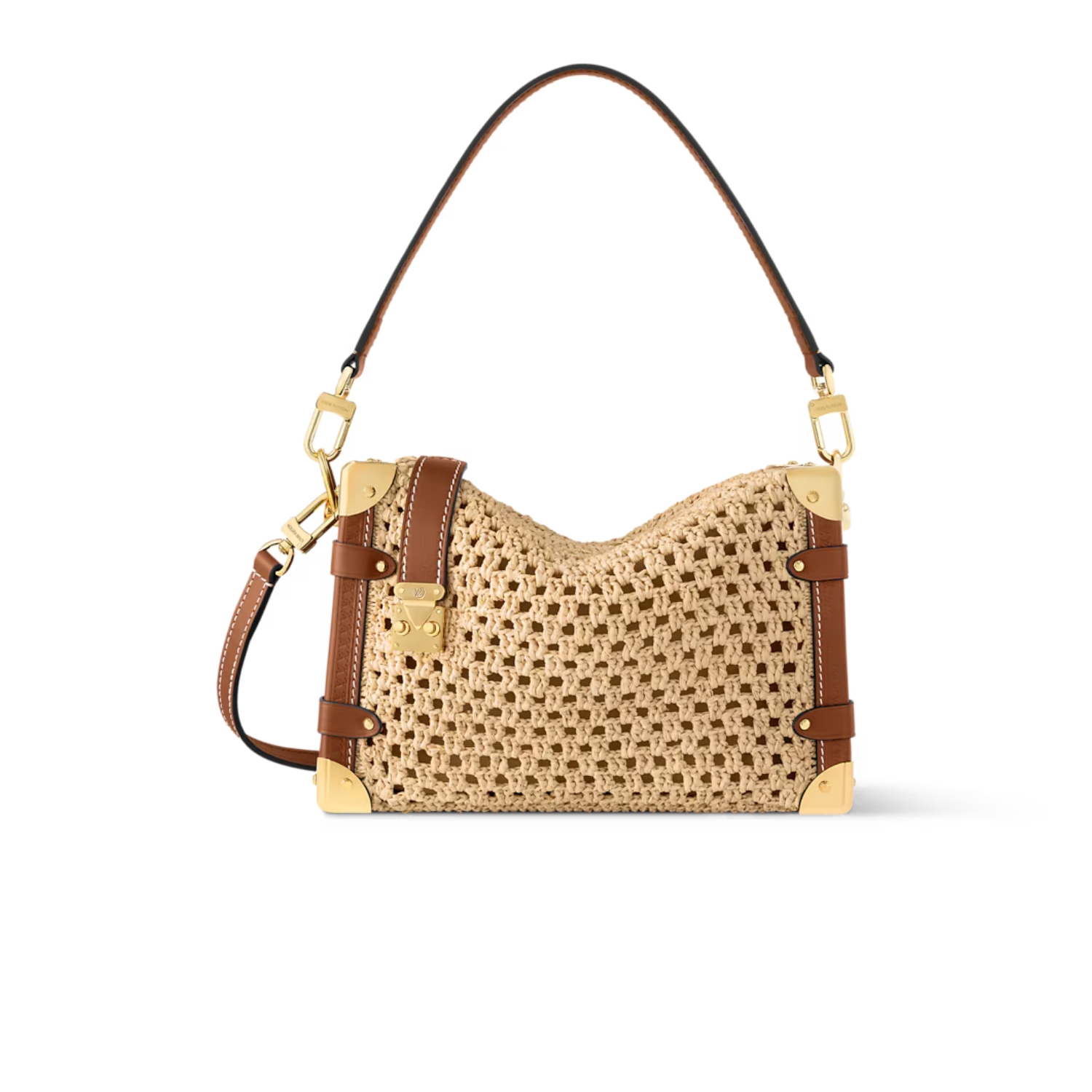 L0vis Vvtt0n Side Trunk MM Raffia Natural/Brown For Women 9.3in/23.5cm M14405