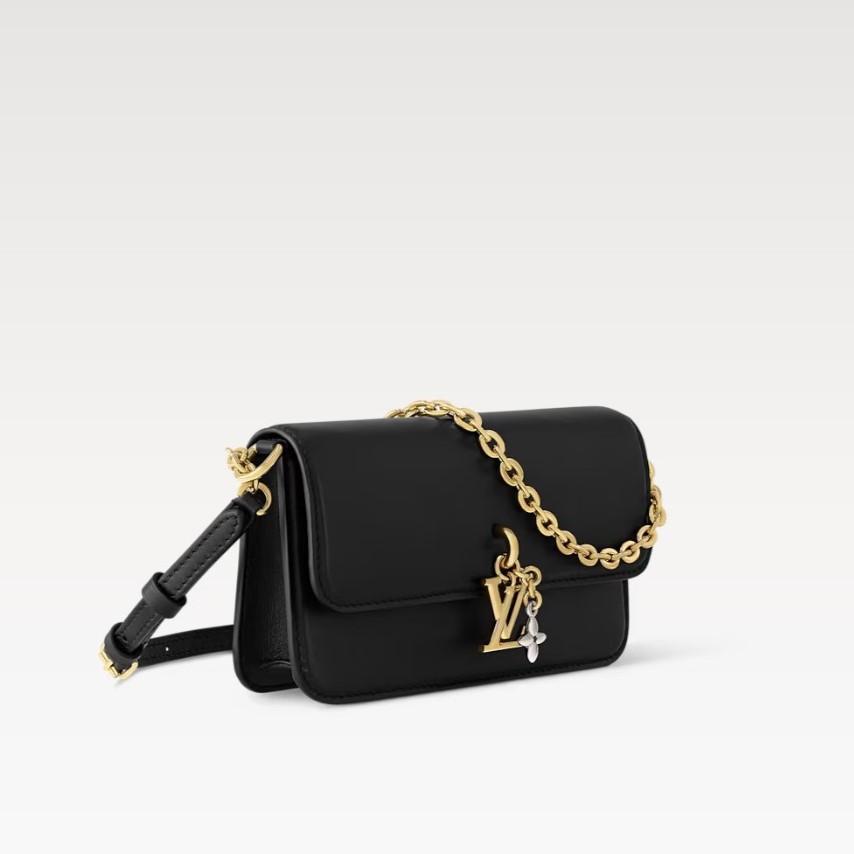 [True-to-ORIGINAL] L0vis Vvtt0n Wallet On Chain LV Bloom Black For Women 7.9in/20cm M14564