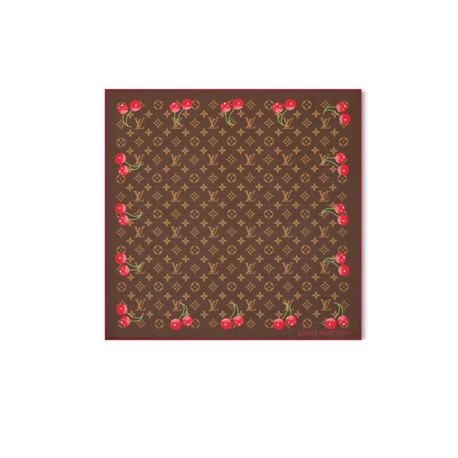 L0vis Vvtt0n LV x TM Monogram Cerise Square 55 Brown For Women 21.7in/55cm M96090
