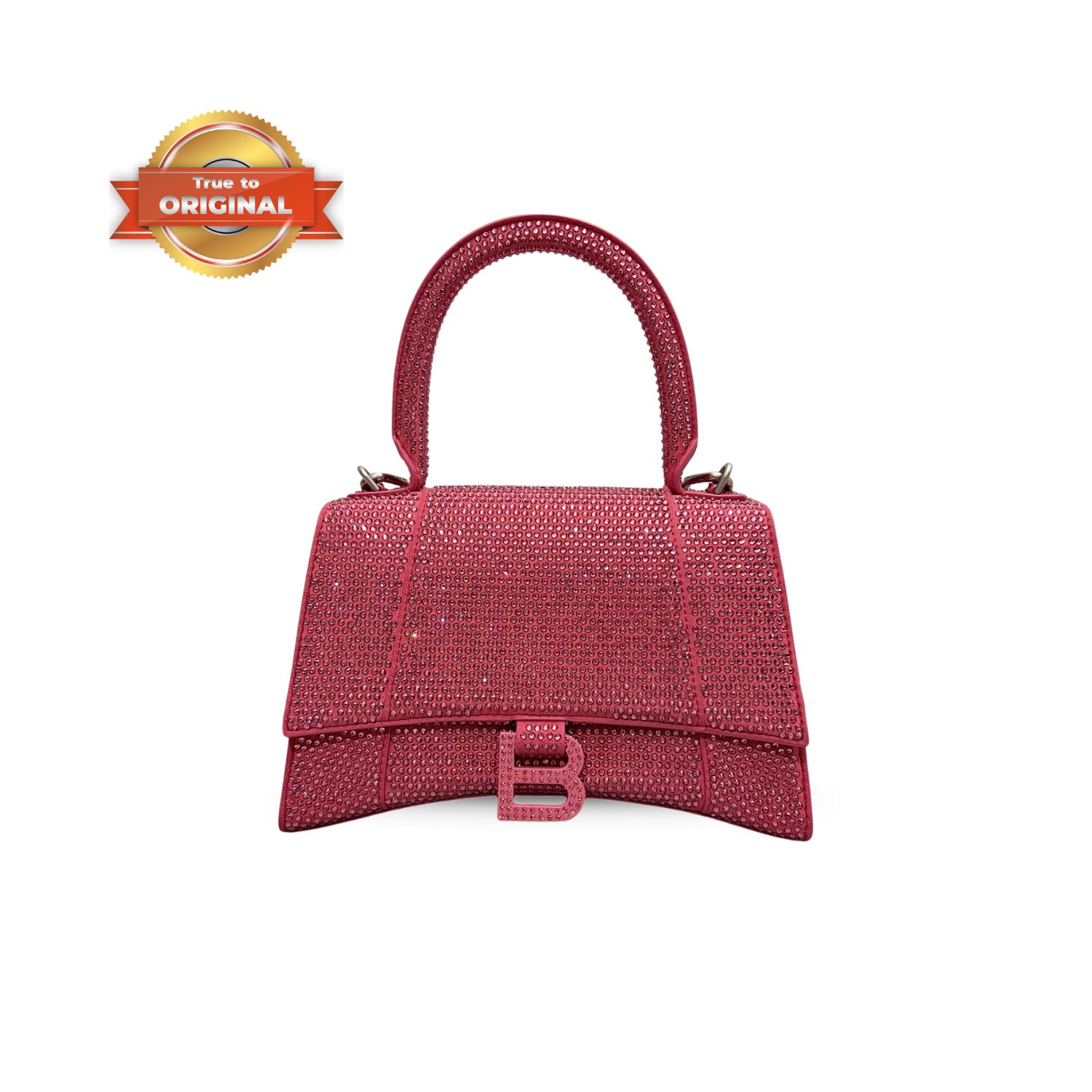 [True-to-ORIGINAL] Ba1en*iaga Furry Hourglass Small Handbag With Rhinestones In Pink For Women 24cm/9.4in