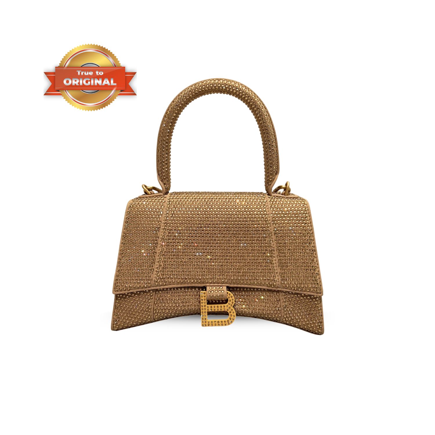 [True-to-ORIGINAL] Ba1en*iaga Furry Hourglass Small Handbag With Rhinestones In Yellow For Women 24cm/9.4in
