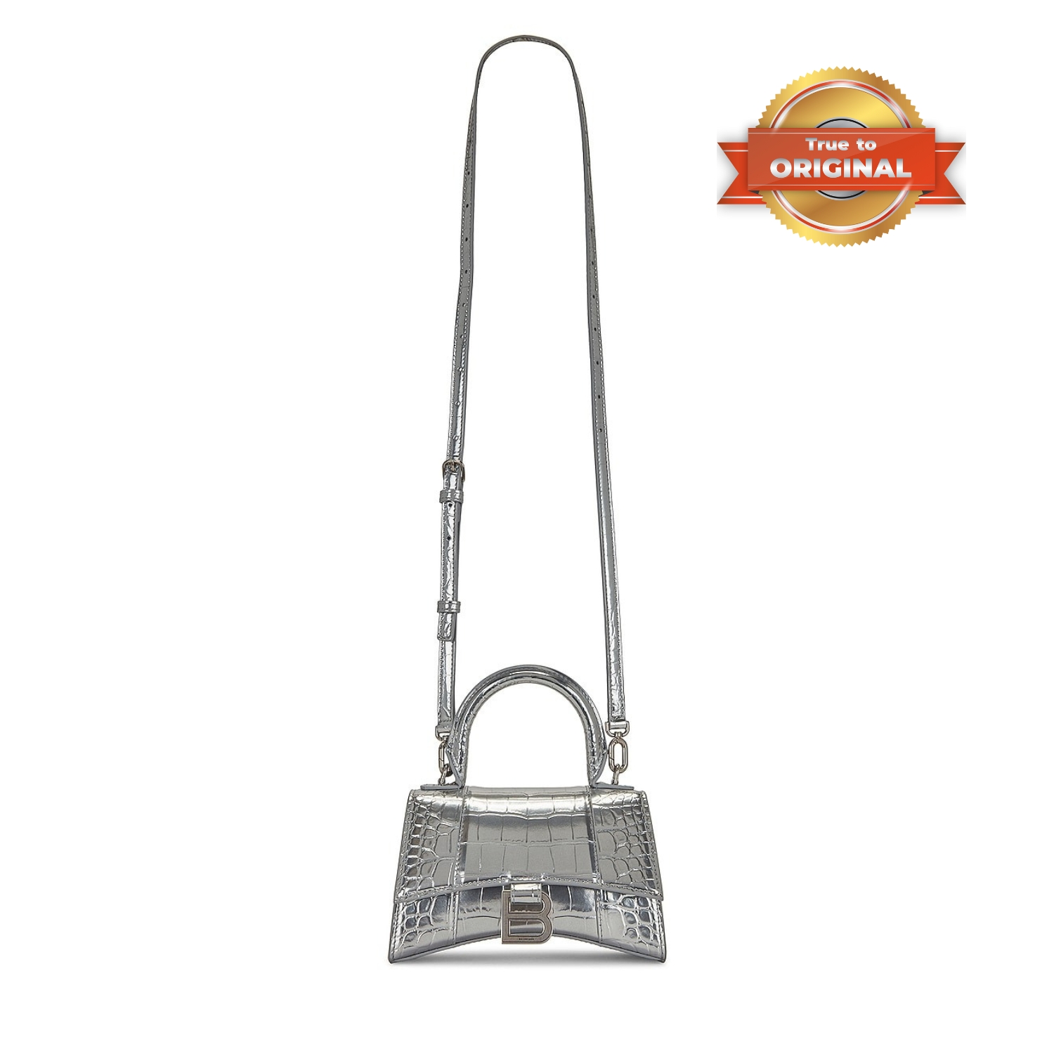 [True-to-ORIGINAL] Ba1en*iaga XS Hourglass Top Handle Bag Metallic Silver For Women 19cm/7.5in 592833-1S4CY-8110